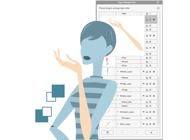 2D character creator - layer order manager